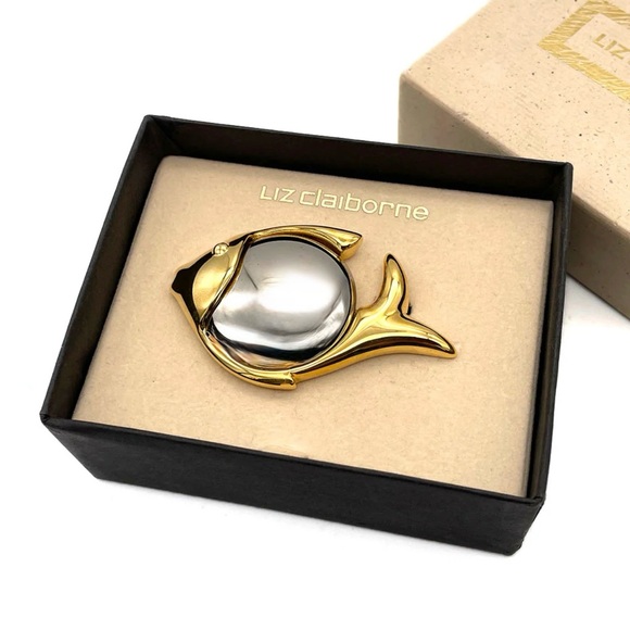 Liz Claiborne Jewelry - Liz Claiborne Vintage Two-Tone Fish Brooch